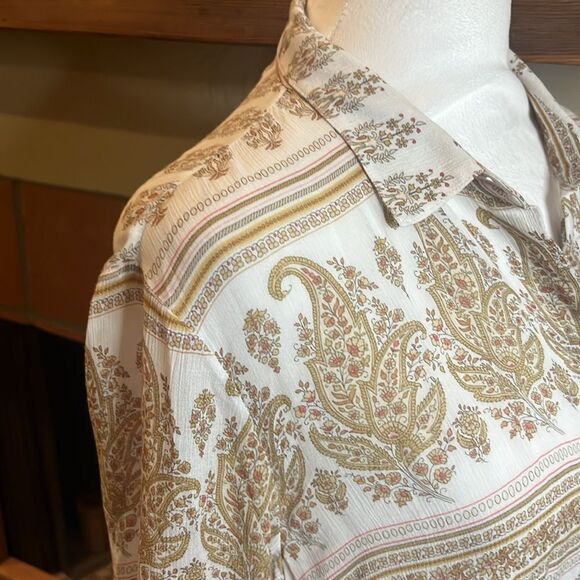 J. Jill Tan and Cream Paisley Button Down Tunic/Duster, size S - Picture 4 of 10